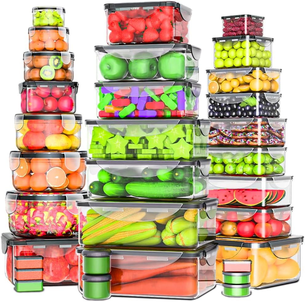 62 Pcs Large Food Storage Containers with Lids